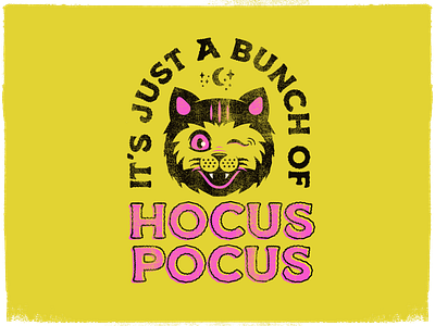 Hocus Pocus badge cat halloween illustration magic moon retro typography
