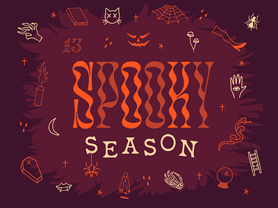Spooky season halloween icon set illustration spooky typography wavy
