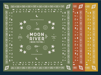 Moon River bandanas bandana chattanooga iconography illustration moon pattern river typography