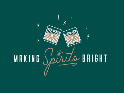 Making Spirits Bright christmas cocktail illustration midcentury palmcanyon retro sparkle typography
