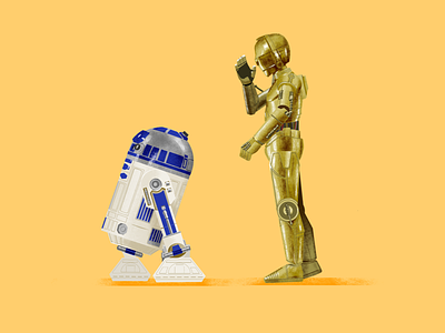 R2-D2 & C-3PO c 3po character digital fanart illustration procreate r2 d2 star wars starwars