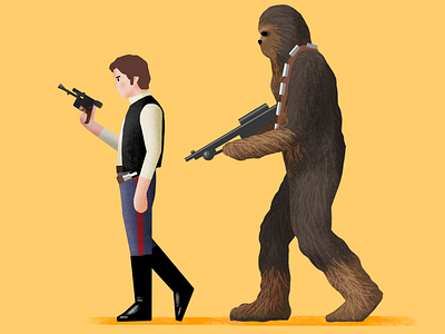 Han Solo & Chewbacca character chewbacca digital fanart han solo illustration procreate star wars starwars