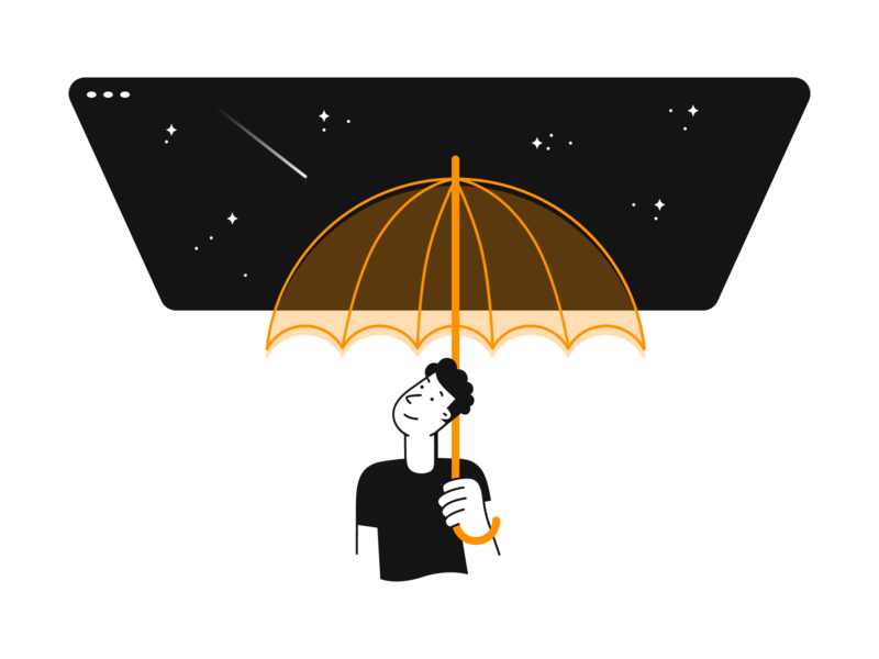 Stay protected on your online ventures 2fa character falling guide illustration online post safe screen security sky star tutorial umbrella vector web