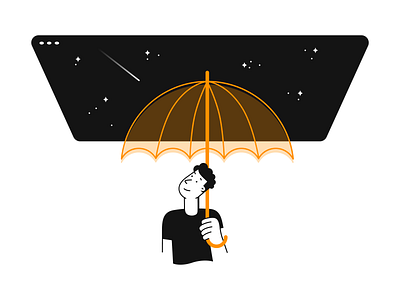 Stay protected on your online ventures 2fa character falling guide illustration online post safe screen security sky star tutorial umbrella vector web