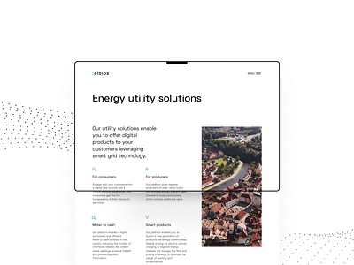 Elblox energy utility b2b clean green marketplace meter minimal p2p power smart grid ui ux website