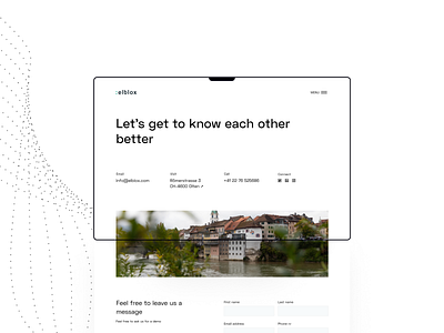 Elblox Contact b2b clean contact contact form green marketplace minimal p2p switzerland ui ux website