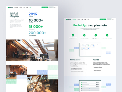 Build Smart. Build with Bauhub. about build clean construcion design features homepage landing minimal office ui ux vector web website