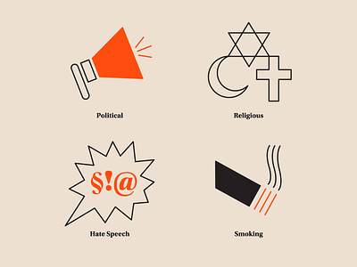 Limitations of SMS marketing content design hate icon icons marketing political relgious set smoking speech vector