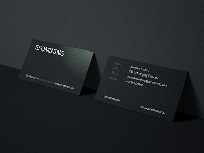 Geomining Business Cards brand branding businesscard card clean contact darkmode design handout minimal typography