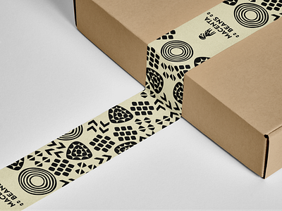 Macenta Beans Packaging Tape africa branding coffee guinea illustration macenta monochrome native packaging pattern rebrand robusta tape