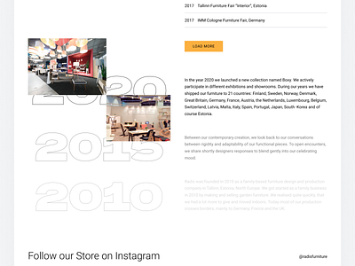 Radis e-commerce site // Timeline gallery history pastel timeline years