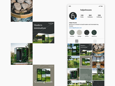 Haljas Houses Branding brand branding clean design elegant illustration instagram logo minimal minimalistic social media vector