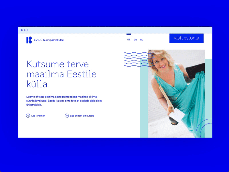 Estonian 100th birthday web birthday estonia experience interface invitation minimal people ui ux web