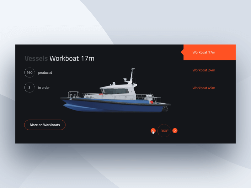 Boats! 360 3d boats clean display minimal model uiux view web