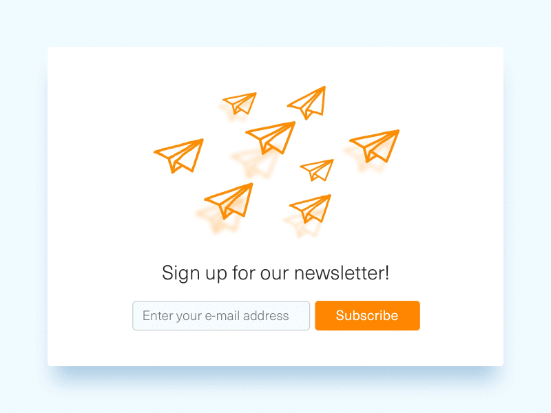 Hop on board! animation clean hover minimal newsletter paper plane sign up subscribe uiux