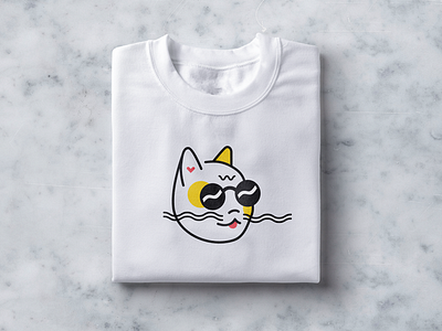 Meow 😽 apparel cat cats character cute illustration line stroke sunglasses tshirt