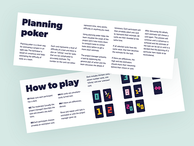 Planning poker – how to? brochure cards deck folder game layout print tutorial