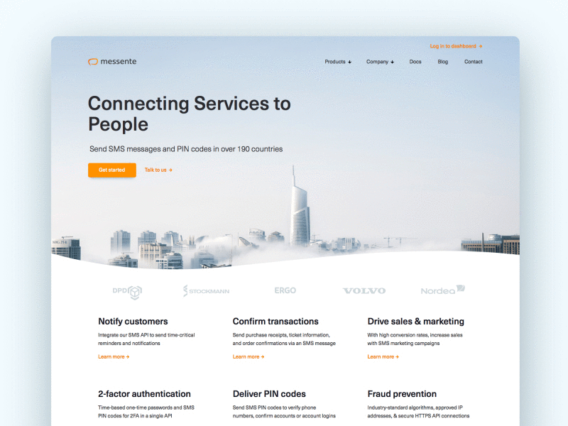 Connecting Services to People animation bubble corporate hero light minimal sms ui ux wave web