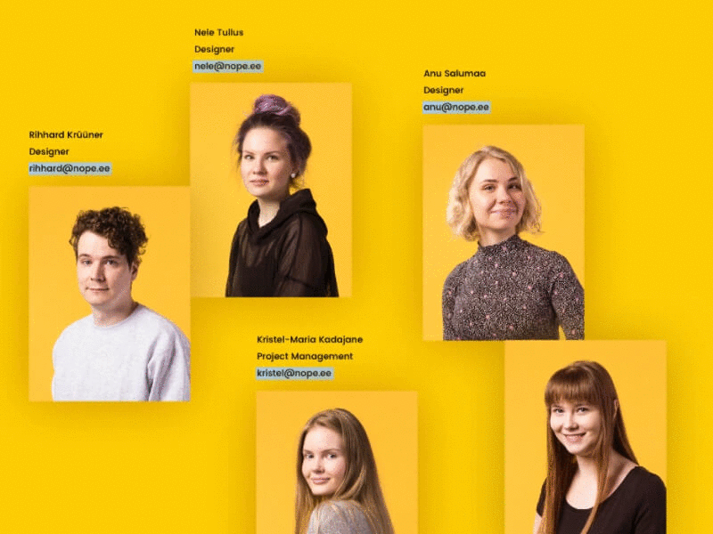 Dream Team grid photos team ui ux web yellow