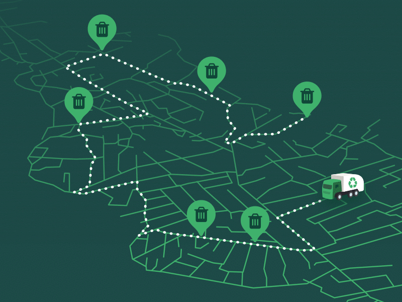 Illustrating the use-cases design garbage green illustration insurance location maps real estate recycling truck vector web