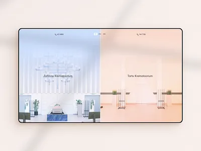 Crematoriums at your service calm clean death design desktop front page funeral landing light minimal pastel photo photography split ui ux web