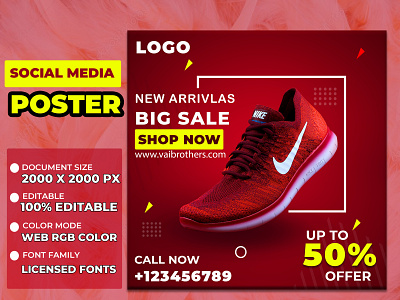 Social Media Poster branding design graphic design poster shoe social social media poster