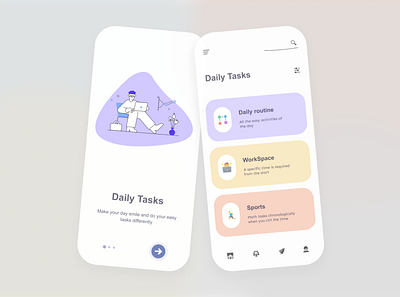 Daily Tasks app appdesign appmobile dailytasks design graphic design mobileapp ui uiux uiuxdesigner userinterface ux webdesign