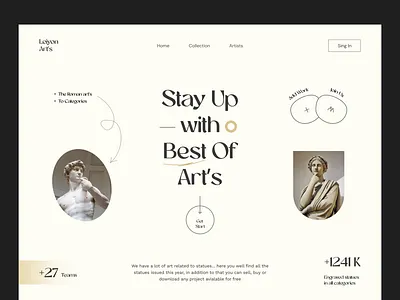 Landing Page | Leiyon Art's app art clear design galery museum landing landing page museum rome statue ui uiux userinterface ux webdesign