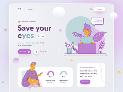 Web Design : landing page app care clinic design doctor eyes healthy home page illustration landing page medicine ui uiux user experience user interface userinterface ux visual web design webdesign