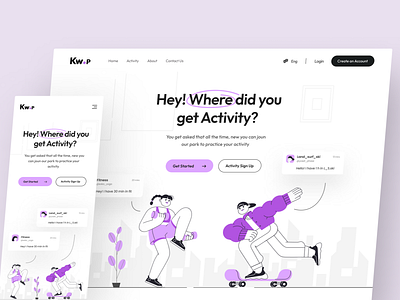 Responsive UI design activity app app design design home page illustration landing page mobile park responsive ski sport ui uiux user experience userinterface ux webdesign
