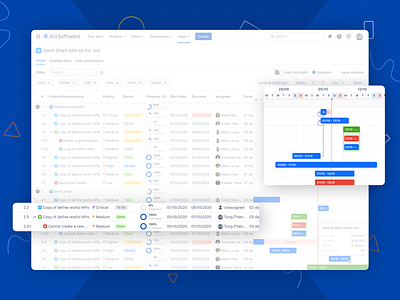 Gantt Chart add-on for Jira add on atlassian chart design colorful gantt gantt chart jira timeline design ui ux