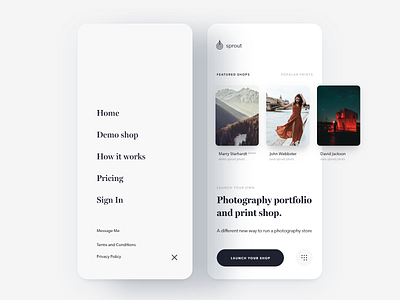 Sprout Photo - Mobile mobile mobile ui photographer photography ui web web app