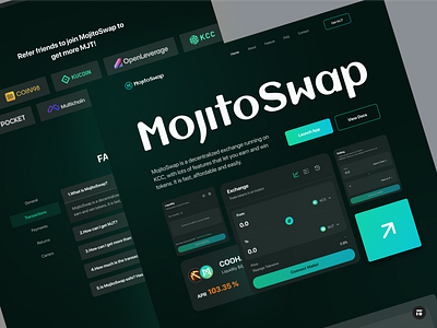 MojitoSwap - Crypto Redesign Landing Page. animation bitcoin blockchain blockchain landing page branding crypto crypto coin crypto landing page crypto web cryptocurrency cryptocurrency landing page design graphic design illustration landing page logo motion graphics nft ui ui design