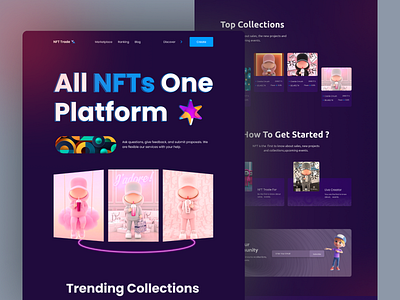 NFT Landing Page Design. blockchain crypto cryptocurrency desgin etherium home page landing landing page minimal nft nft landing page nft market nft marketplace nft web page staking token ui uxui website design