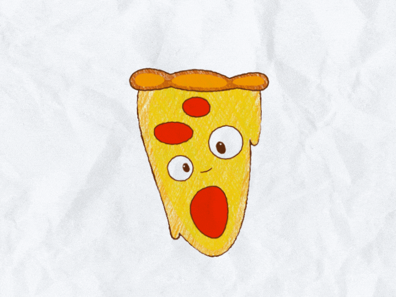 Crazy pizza! animation appmessage astonishment character cute design emoji emotin illustration message motion pizza rainbow stars sticker tasty
