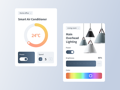 Home Monitoring Dashboard | Daily UI | 021 ac brightness card color conditioner control dailyui dashboard home lamp lights managment smart conditioner smart home temperature ui user interface