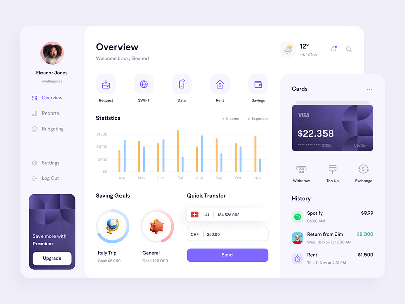 Personal Finance Dashboard by Maryna Treshchun for Fireart Studio on ...