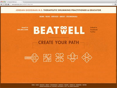 Beatwell branding drumming fluid icons identity psychology therapy web design