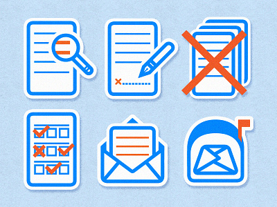 eBlast Icons blue doctor form healthcare iconography icons letter magnifying glass mail mailbox orange paper pen system