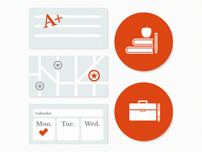 Custom Web Elements apple books briefcase calendar custom flat icons map minimal orange pen pencil score ui ux web website