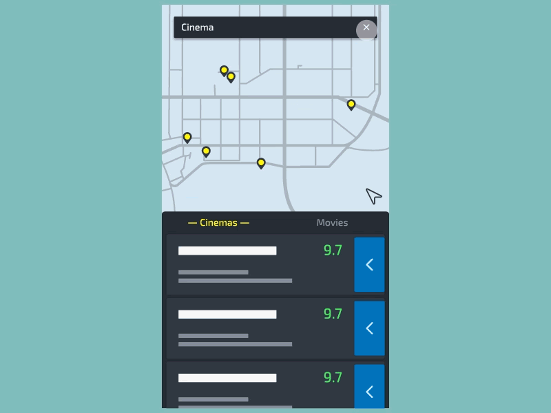 Map info - 029 dailyui after effects animation app cinema map movie prototype theater ui ux