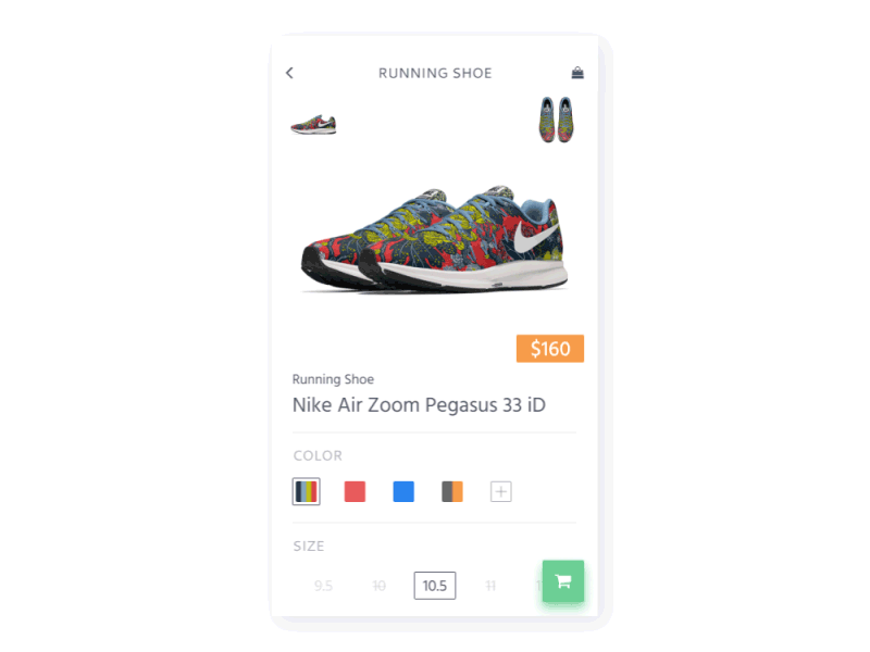 Customize & Product views animation app customize ecommerce minimal nike product shoes shop simple store ui