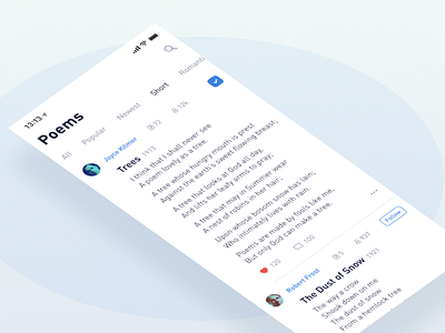 App for Poetry app article blog clean minimal minimalism paragraph simple text ui ux