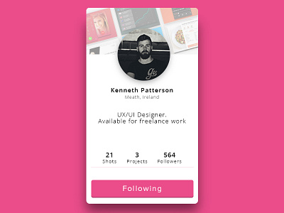 Day 19 - Dribbble Profile about card design dribbble info player profile shots stats