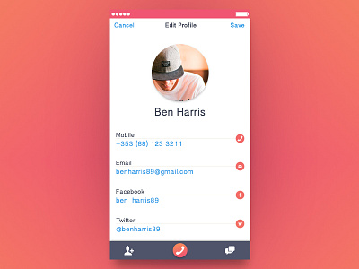 Day 25 - Contact Profile call contact design favorite flat material message phone profile social ui