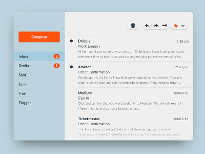 Day 38 - Email Client client desktop email flat inbox interface small ui widget