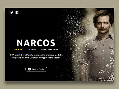 Day 49 - Movie Card card flat imdb movie narcos play trailer tv ui watch widget