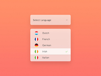 Day 56 - Language Selector 100 challenge dailyui day design dropdown input interface irish ui user ux