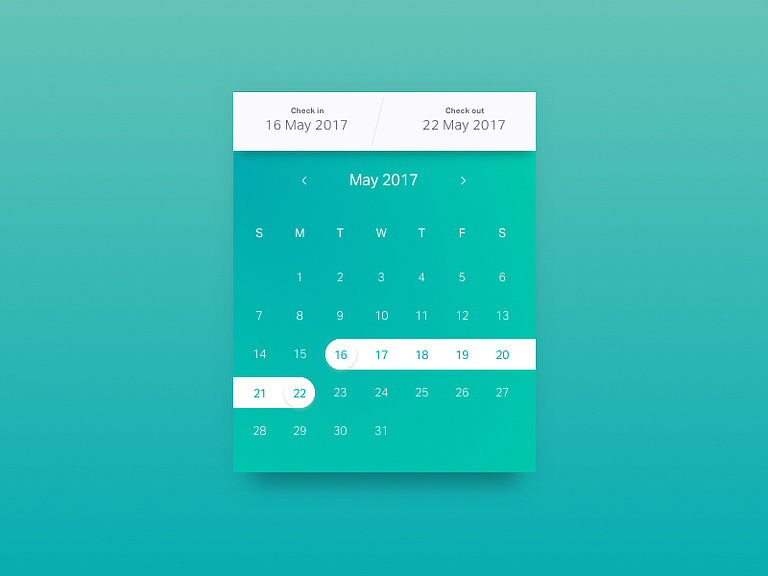 Day 68 - Date Picker by Kenneth Patterson on Dribbble
