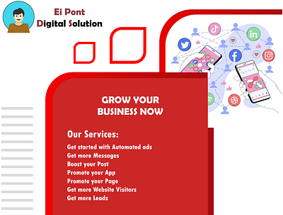 Ei Pont Digital Solution grow business banner 3d animation banner branding design eipont eipontds graphic design illustration logo motion graphics ui vector